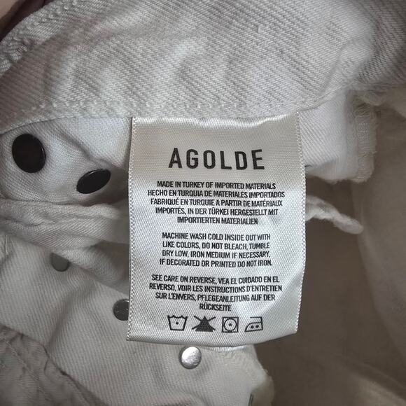 Agolde 90s Pinch Waist Jeans Drum White Organic Cotton Button Fly Size 24 - Picture 4 of 5